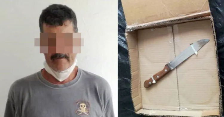 Detienen a sujeto con arma blanca