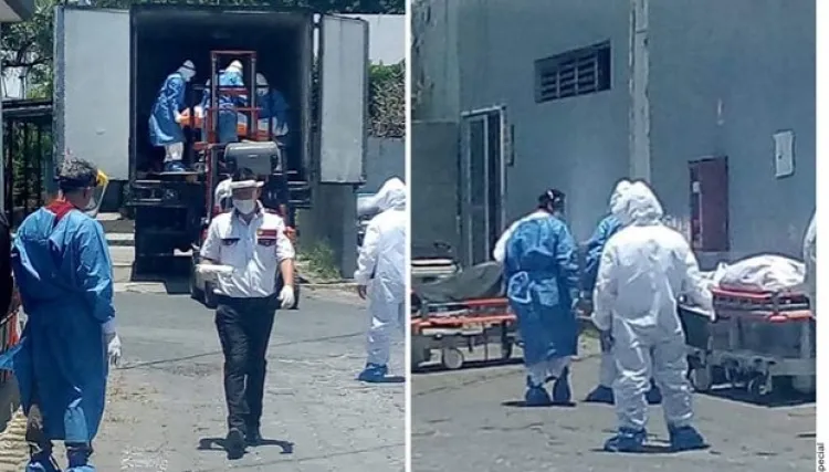 Usan tráiler para almacenar cuerpos con Covid en ISSSTE