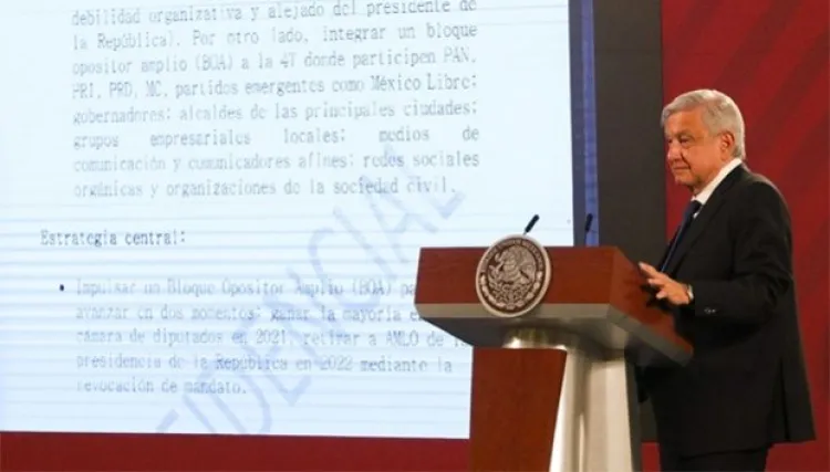 AMLO revela plan de bloque opositor para debilitar a su gobierno