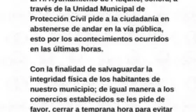 Permanece llamado de resguardarse ante violencia en Pitiquito