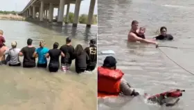Rescatan a familia cubana con niño arrastrada por la corriente en el Río Bravo