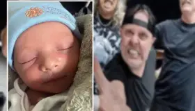 Pare bebé en pleno concierto de Metallica en Brasil