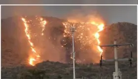 Combaten incendio forestal en cerro del Bachoco