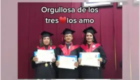 Mamá, papá e hija se gradúan al mismo tiempo; video se vuelve viral