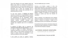 Ofrece disculpas públicas gobierno por guardería ABC