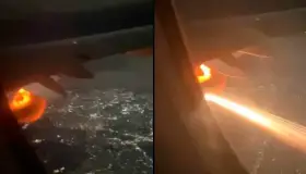 Aterriza avión de emergencia por incendio en turbina