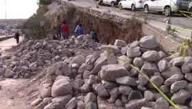 Inician obra de contención por deslave