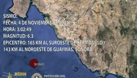 Sin daños en Sonora por sismo de 6.3
