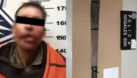 Detienen a persona agresiva con un machete