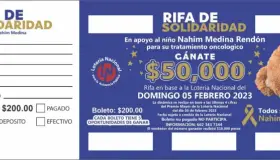 Piden apoyo para niño con cáncer; realizan rifa de 50 mp