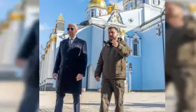 Visita Presidente de EU de sorpresa a Ucrania y promete entrega de armas