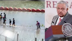 Pide AMLO retirar boyas del Río Bravo tras muerte de dos migrantes