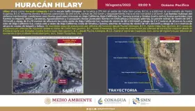 Se debilita huracán “Hilary” a categoría 3 frente a costas de México