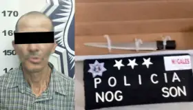 Arrestan a sujeto que iba armado con cuchillo