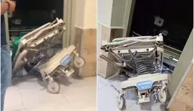 Queda prensada camilla vacía en elevador del IMSS de Nuevo León