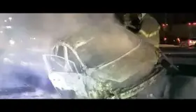 Consumen llamas a auto tras impactarse en una barda