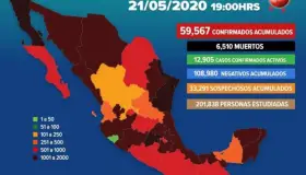 Suman 59,567 los casos positivos de Covid-19 en México